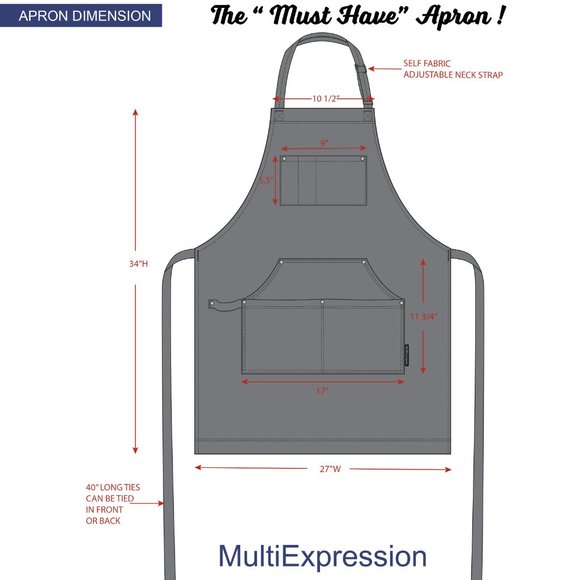 😍NWOT 1 PC UNISEX PREMIUM DENIM APRON BLUE | ALL PURPOSE KITCHEN BBQ WORK PAINT - Picture 8 of 9